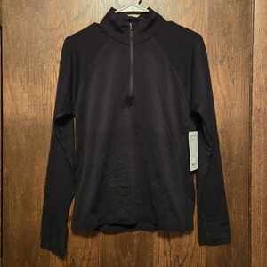 Athleta Momentum Seamless Half Zip Black NWT